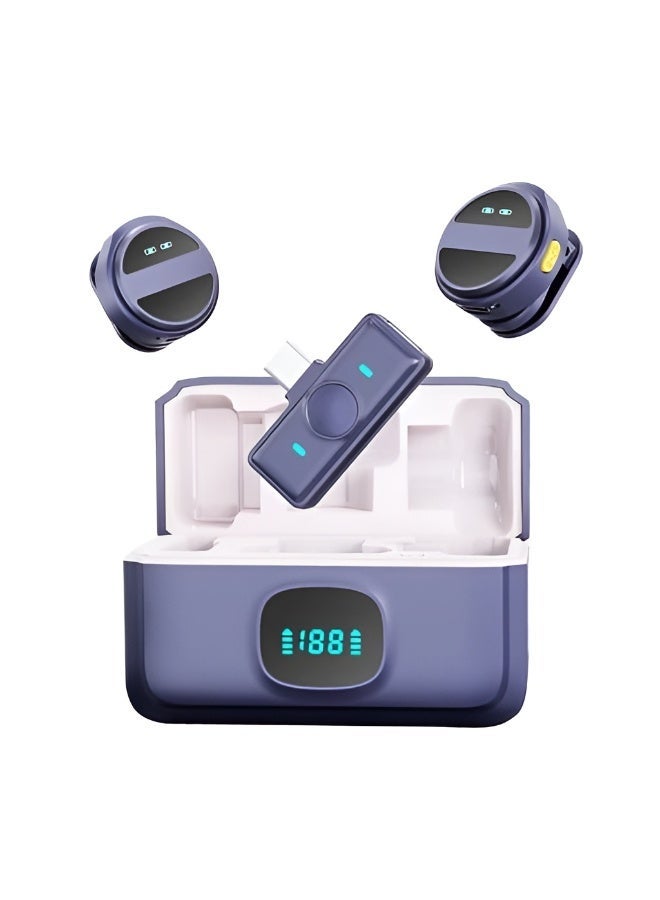 TIGER Dual Wireless Lavalier Microphone Compatible with Type-C and iPhone Devices Featuring Noise Reduction with Charging Case - Black - Image 4