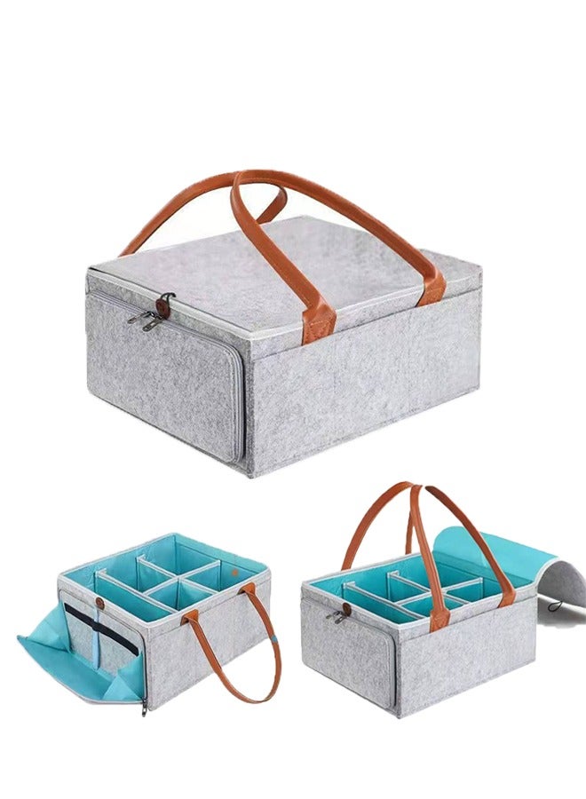 Baby items portable storage basket creative snacks home storage basket bath basket （Grayish blue）  - Image 1