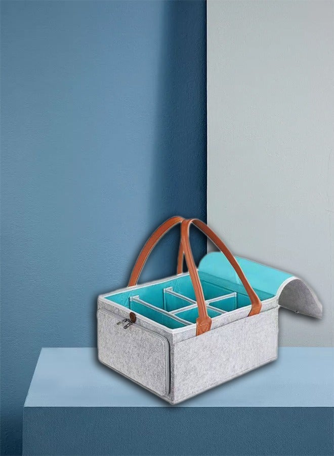 Baby items portable storage basket creative snacks home storage basket bath basket （Grayish blue）  - Image 4