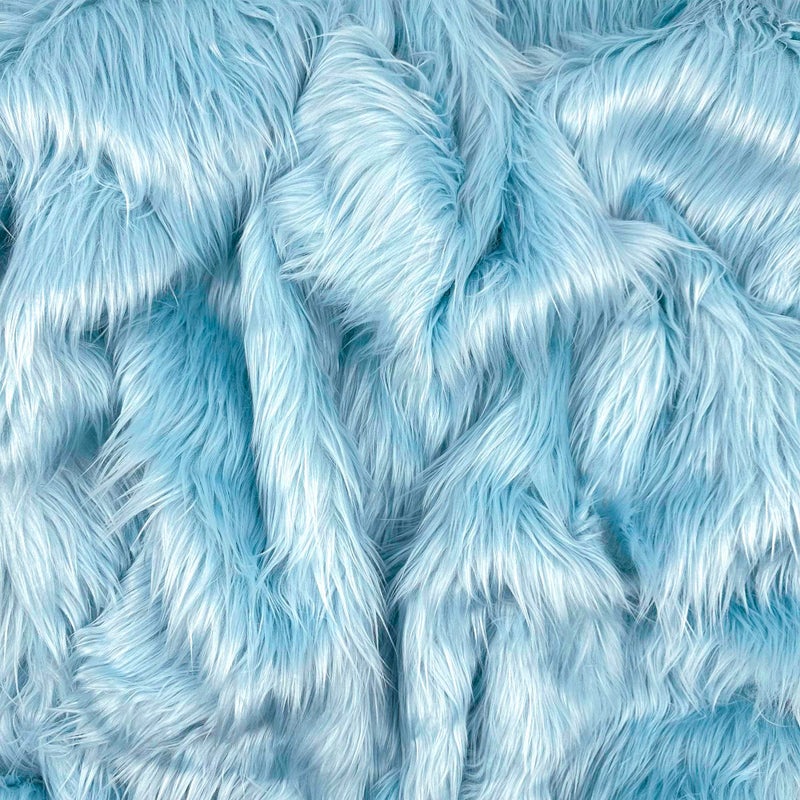 Barcelonetta Faux Fur Fabric Soft Fluffy Craft Fur Fabric for Sewing Upholstery Costumes 36 x 60 Vegan Faux Fur Material for DIY Projects Plush Toys Baby Blue One Yard