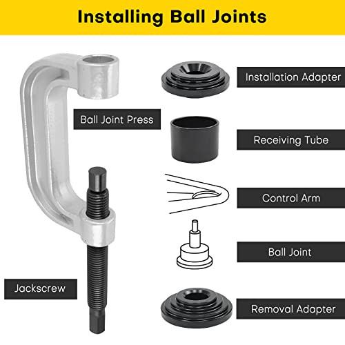 Acymner Ball Joint Press & U Joint Removal Tools | Heavy Duty Ball Joint Service Tool with 4-Wheel Drive Adapters for Most 2WD and 4WD Car Pickup and Light Truck - Image 4