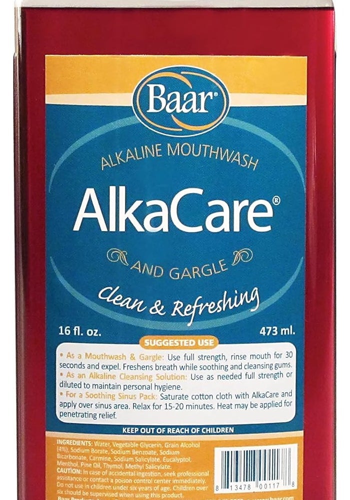 Baar AlkaCare Alkaline Mouthwash & Gargle, 16 Oz - Clean & Refreshing Formula - Image 1
