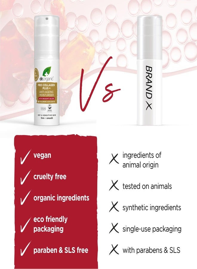 dr.organic Dr. Organic Pro Collagen Plus + Anti-Ageing Moisturiser with Dragon’s Blood | Reduces Wrinkles, (Dry & Sensitive Skin) Natural, Certified Organic, Paraben & SLS-Free, 50 mL / 1.7 fl oz - Image 3