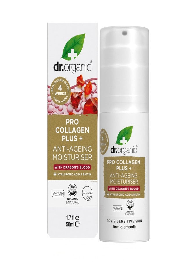 dr.organic Dr. Organic Pro Collagen Plus + Anti-Ageing Moisturiser with Dragon’s Blood | Reduces Wrinkles, (Dry & Sensitive Skin) Natural, Certified Organic, Paraben & SLS-Free, 50 mL / 1.7 fl oz - Image 1
