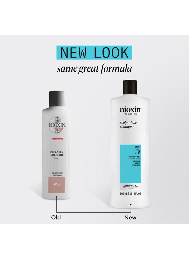 Nioxin - Nioxin System 3 Scalp + Hair Shampoo - Hair Thickening Shampoo For Damaged Hair with Light Thinning, 16.9 fl oz (Packaging May Vary) - Image 1