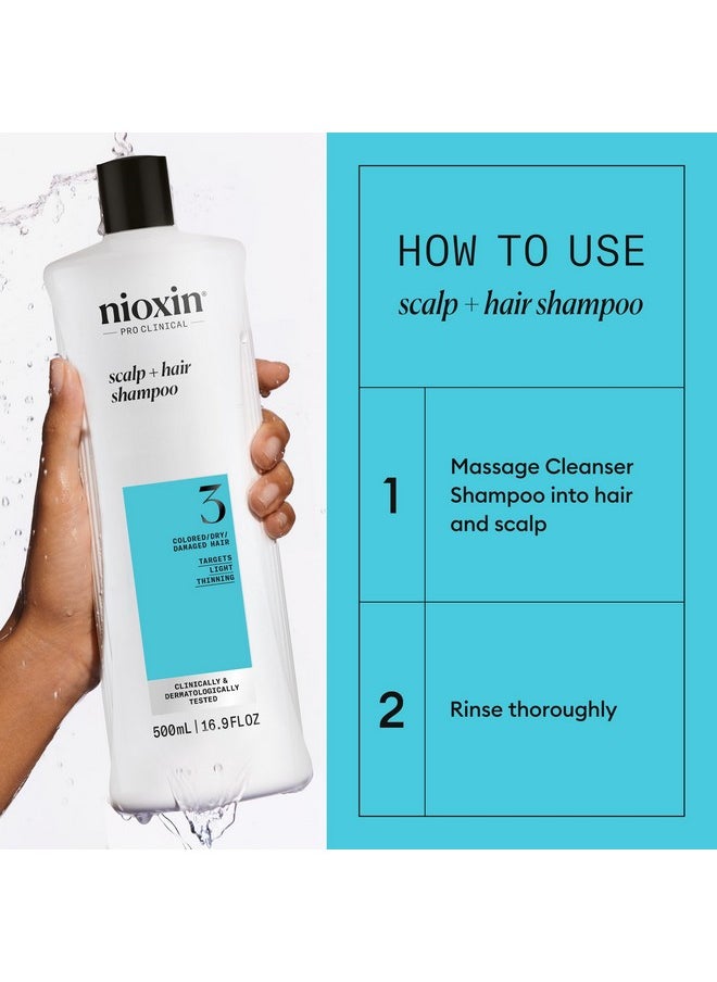 Nioxin - Nioxin System 3 Scalp + Hair Shampoo - Hair Thickening Shampoo For Damaged Hair with Light Thinning, 16.9 fl oz (Packaging May Vary) - Image 1
