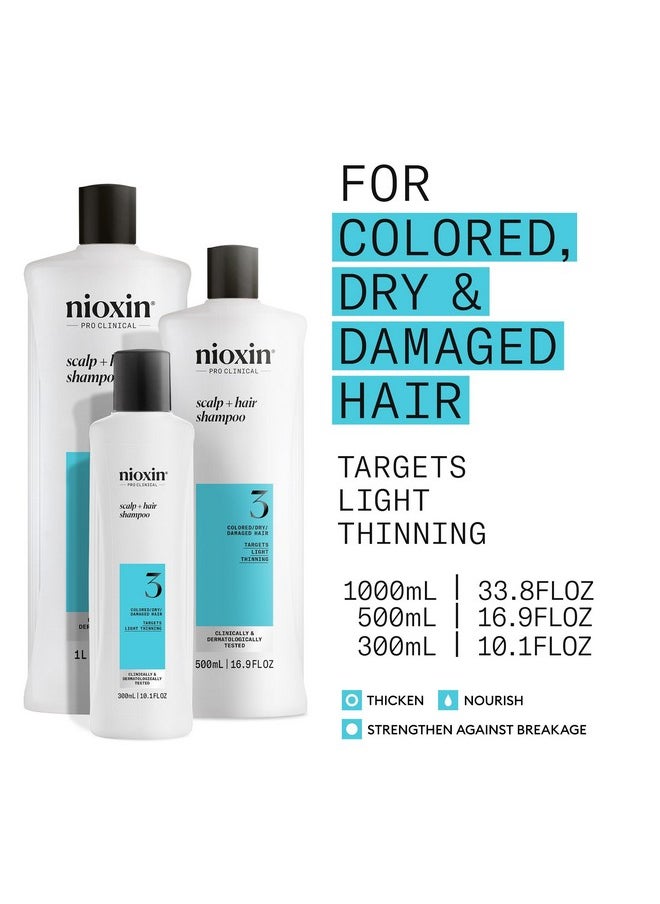 Nioxin - Nioxin System 3 Scalp + Hair Shampoo - Hair Thickening Shampoo For Damaged Hair with Light Thinning, 16.9 fl oz (Packaging May Vary) - Image 1