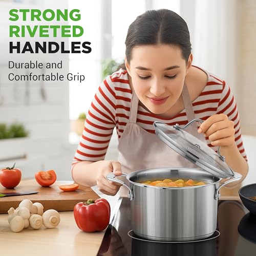 NutriChef 6-Quart Stainless Steel Stockpot – 18/8 Food Grade Heavy-Duty Induction-Compatible Pot with See-Through Lid, Ideal for Stews, Broths, Simmering & Soups, Dishwasher Safe – NCSP6 - Image 5
