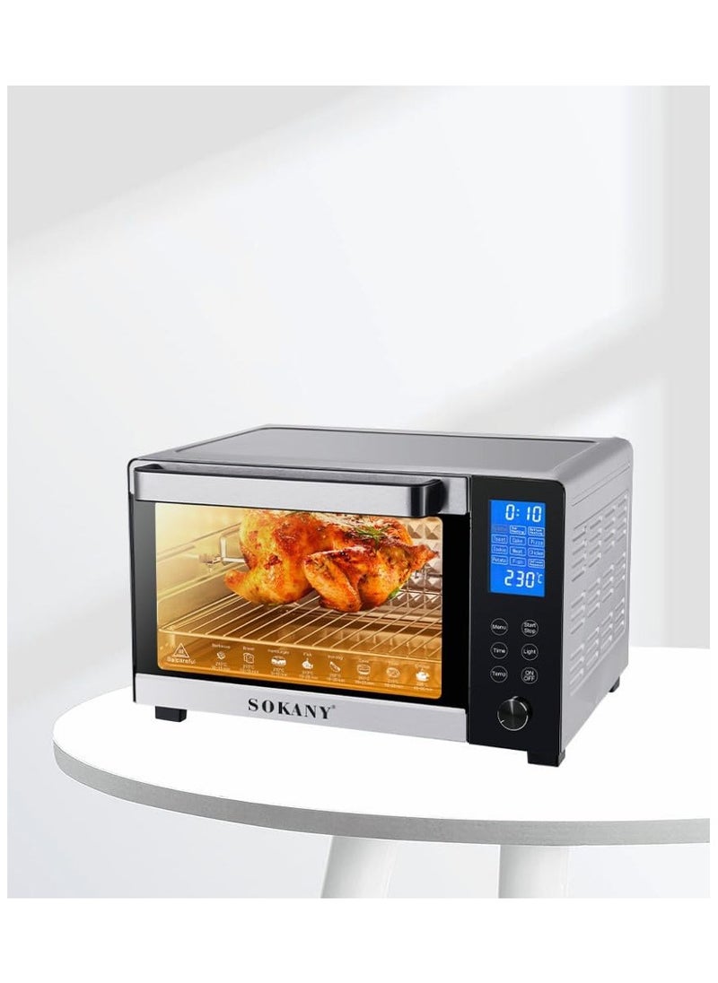 sokany Electric oven with grill, timer and digital display, 35 liters, 1500 watts, sk-10009  - Image 2