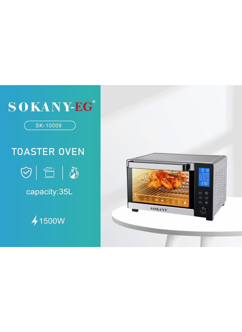 sokany Electric oven with grill, timer and digital display, 35 liters, 1500 watts, sk-10009  - Image 3