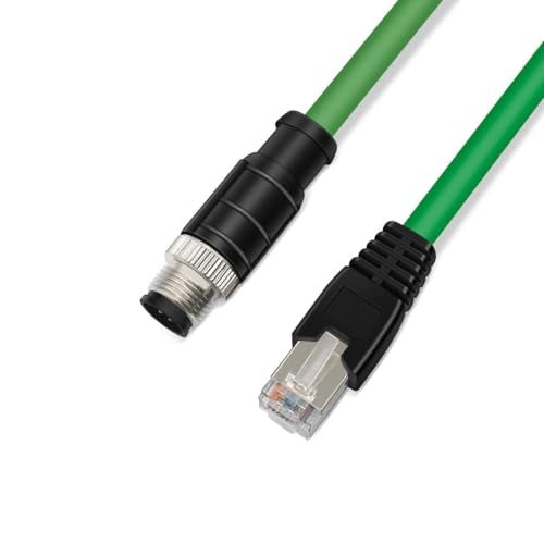 XENOCAM M12 to RJ45 Industrial Ethernet CableAutomation Systems Interconnect M12 4 Pin D Code Male to RJ45 Male Shielded Cable Assembly Cat5e SFTP 24 AWG 33Ft - Image 1