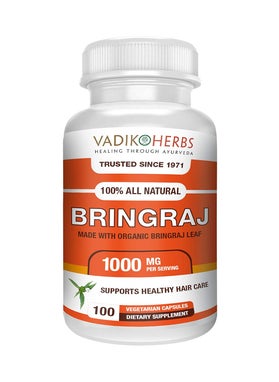 Vadik Herbs Organic Bringraj Bhringraj Eclipta erecta Eclipta alba Powder 100 Vegicaps  Promotes Healthy Hair Growth