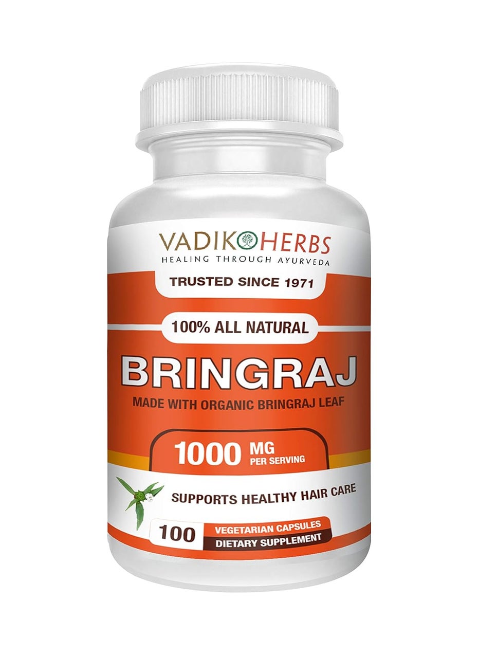 Vadik Herbs - Vadik Herbs Organic Bringraj Bhringraj Eclipta erecta Eclipta alba Powder 100 Vegicaps  Promotes Healthy Hair Growth - Image 1
