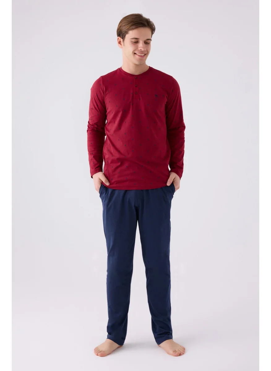 Arnetta Men's Long Sleeve Pajama Set AR3160 Claret Red