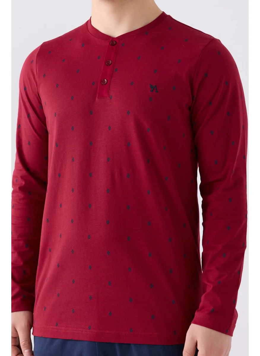 Arnetta Men's Long Sleeve Pajama Set AR3160 Claret Red