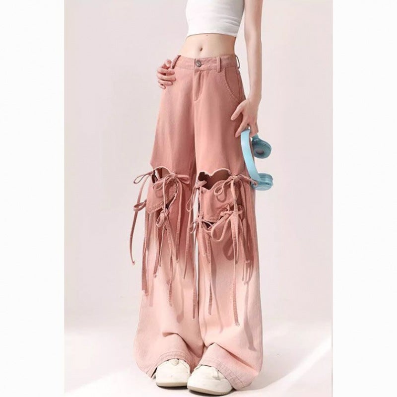 Plus Size Gradient Heart Ripped Jeans for Women - Image 1