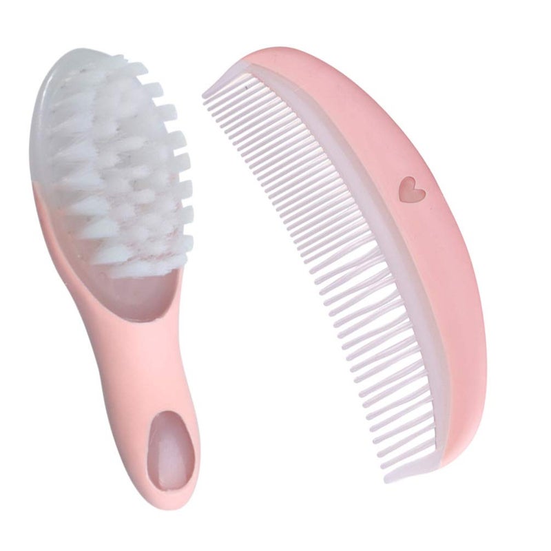 EXCEART Baby Hair Brush and Comb Set Massage Scalp Brush for Newborn and Toddler 1Set (Pink) - Image 1