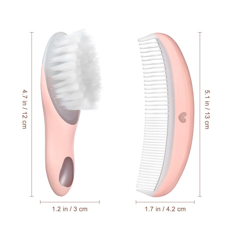 EXCEART Baby Hair Brush and Comb Set Massage Scalp Brush for Newborn and Toddler 1Set (Pink) - Image 4