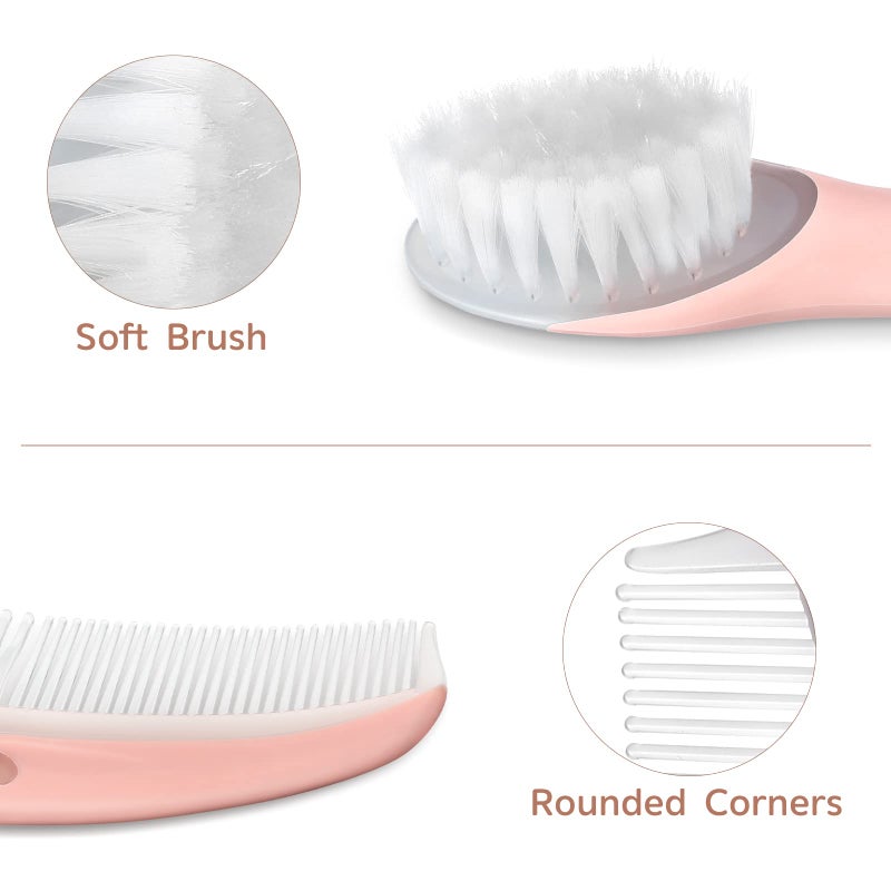 EXCEART Baby Hair Brush and Comb Set Massage Scalp Brush for Newborn and Toddler 1Set (Pink) - Image 5