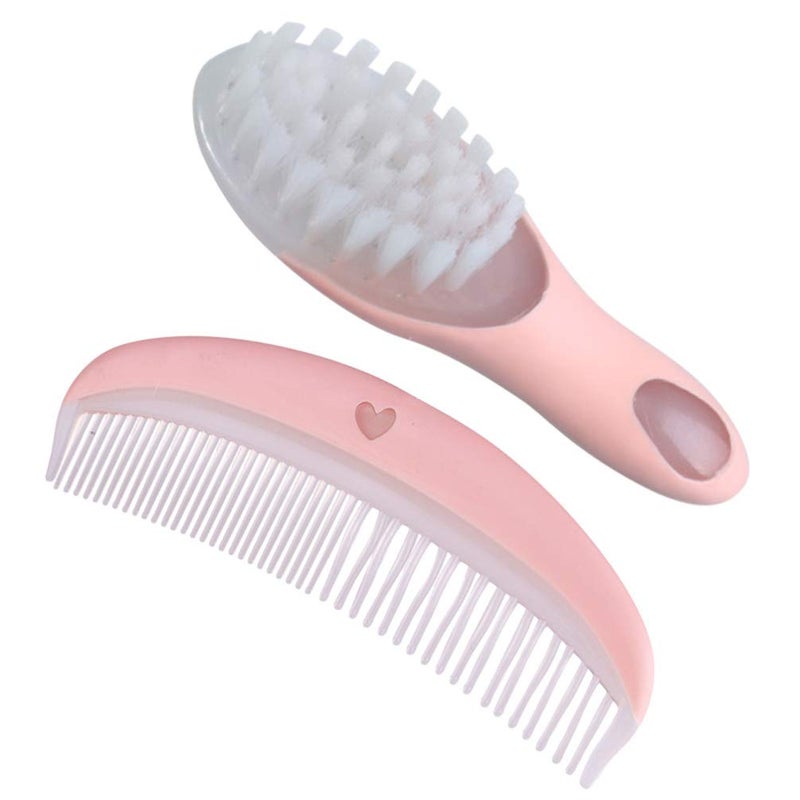 EXCEART Baby Hair Brush and Comb Set Massage Scalp Brush for Newborn and Toddler 1Set (Pink) - Image 2