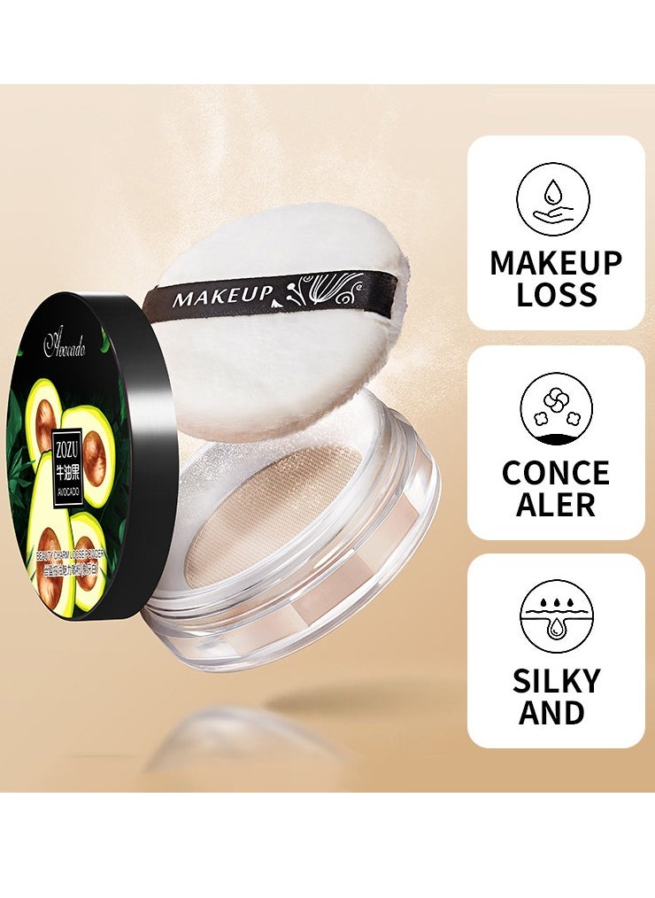 Zozu Setting Loose PowderMatte CoverageBase MakeupLong LastingOil ControlAnti-fatigue PowderAvocado Formula  - Image 2