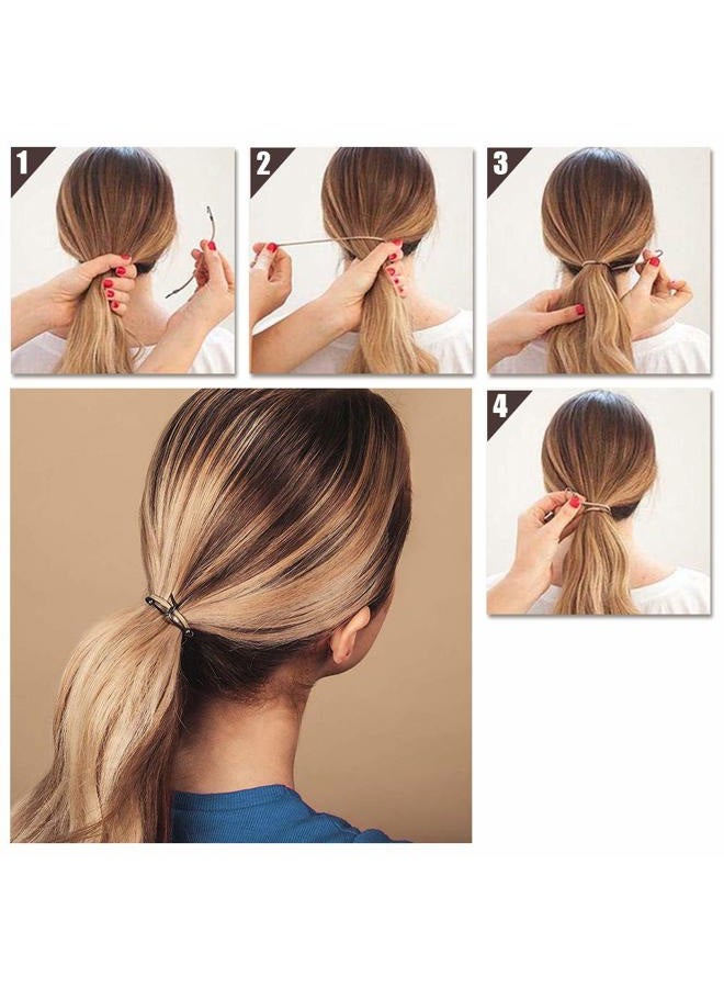 YBB 36 Pcs Ponytail Hooks Hair Clips, Elastic Hair Ties Ponytail Holders for Women Hair Styling (Black, Brown and Gold) - Image 5