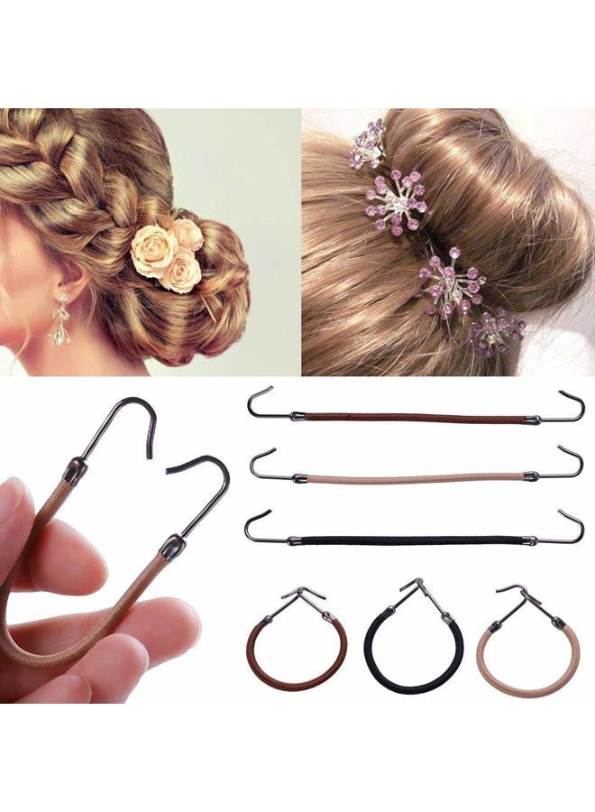 YBB 36 Pcs Ponytail Hooks Hair Clips, Elastic Hair Ties Ponytail Holders for Women Hair Styling (Black, Brown and Gold) - Image 4