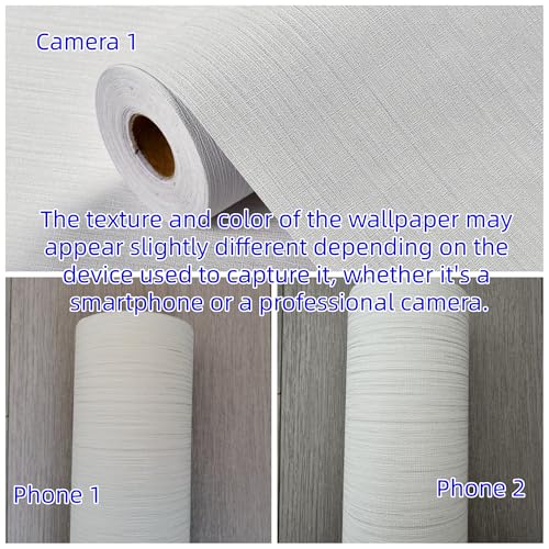 Haimin Grasscloth Textured Wallpaper 24in X 393in Fabric Contact Paper White Wall Paper Linen Peel and Stick Self-Adhesive Thick Vinyl Embossed Film Wallpaper (White) - Image 5