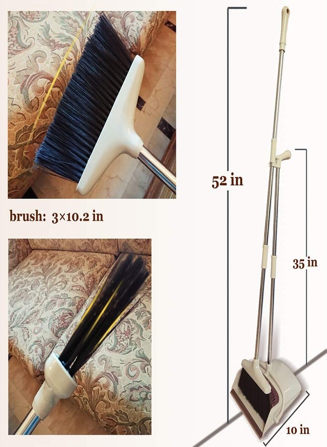 Ulodimi Broom and Dustpan Set Lightweight Upright Lobby Broom and Dust Pan Combo with Long Handle Outdoor Indoor for Home Kitchen Room Office (Brown) - Image 5