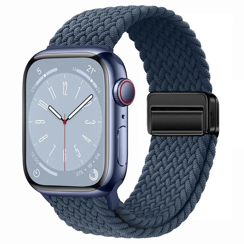 Bluejw New Magnetic Nylon Braided Loop Strap for Apple Watch Series 9 8 – Replace the Watch Strap with Elastic Bracelet & 49mm Metal Buckle Band for Women - Image 1