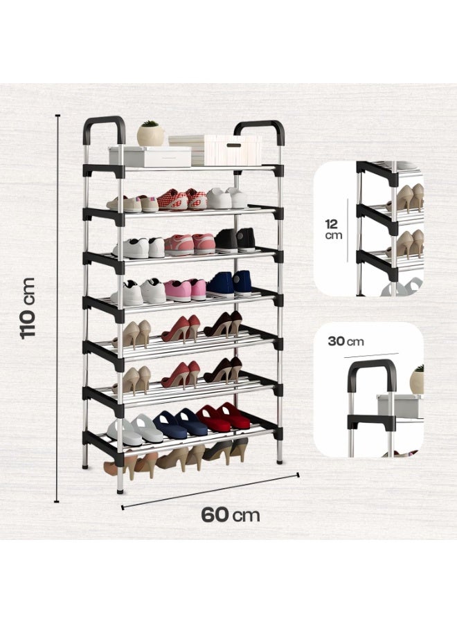 7-Tier Shoe Rack Storage Organizer Tower Stand with Adjustable Shelves for Entryway Closet - Image 2