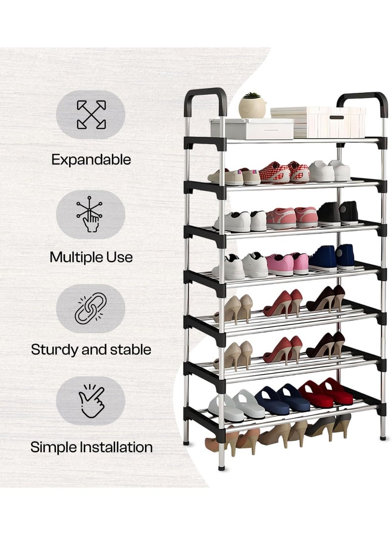 7-Tier Shoe Rack Storage Organizer Tower Stand with Adjustable Shelves for Entryway Closet - Image 4
