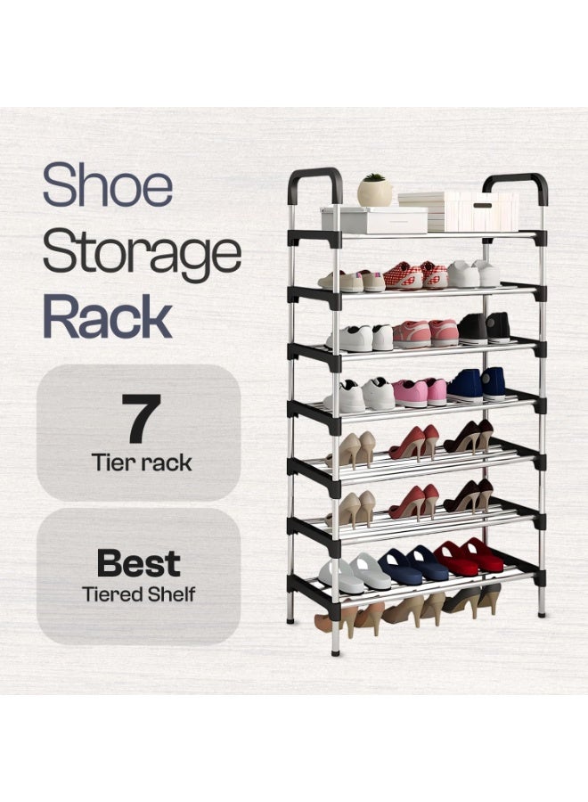7-Tier Shoe Rack Storage Organizer Tower Stand with Adjustable Shelves for Entryway Closet - Image 5
