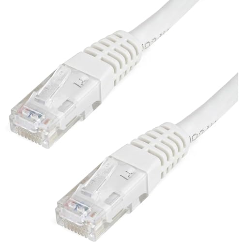 StarTech.com 25ft CAT6 Ethernet Cable - White CAT 6 Gigabit Ethernet Wire -650MHz 100W PoE++ RJ45 UTP Molded Category 6 Network/Patch Cord w/Strain Relief/Fluke Tested UL/TIA Certified (C6PATCH25WH) - Image 1
