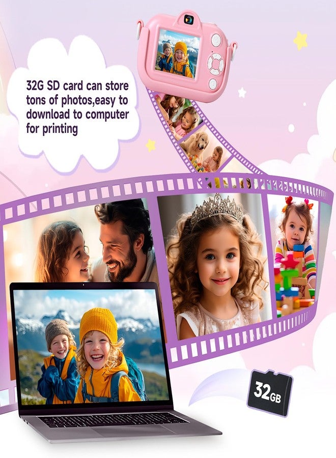 MAVOKIS Kids Camera Digital Camera for Age 3-8, 1080P Toddler Camera for Kid with 32GB SD Card, Toddler Girls Toys Age 6-9, Christmas Birthday Gifts for Children, Peach Pink - Image 5