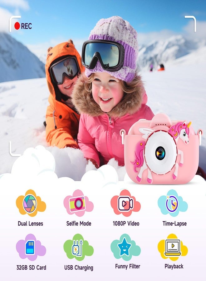 MAVOKIS Kids Camera Digital Camera for Age 3-8, 1080P Toddler Camera for Kid with 32GB SD Card, Toddler Girls Toys Age 6-9, Christmas Birthday Gifts for Children, Peach Pink - Image 3