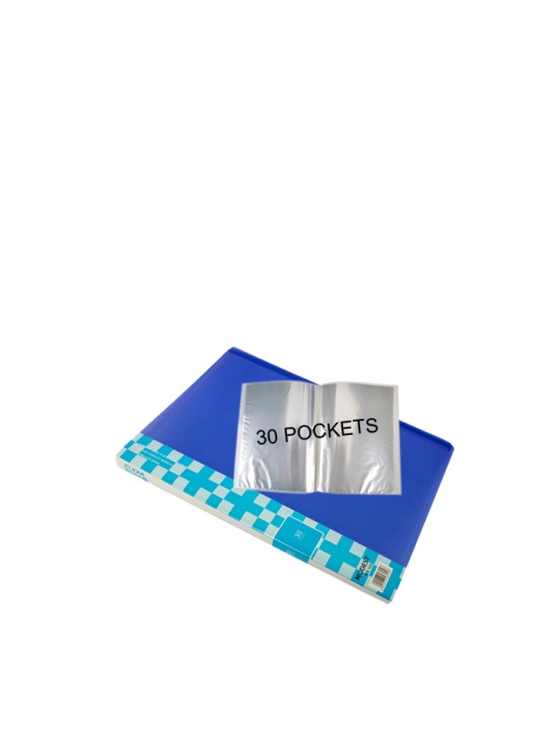 MODEST Display Book 30 Pocket BLUE Lets you organize your papers, files and documents easily Ultra-thin and non-sticking design for easy usability Compatible paper size is A4  - Image 1