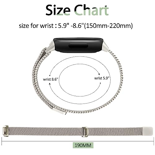 Meliya Metal Band for Fitbit Inspire 3 Bands Women Men, Stainless Steel Adjustable Straps Replacement Bands for Fitbit Inspire 3 Fitness Tracker (Starlight) - Image 4