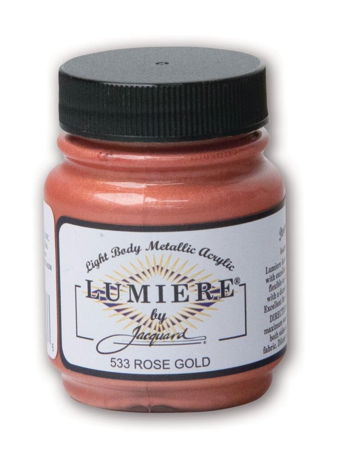 Jacquard - Lumiere 2.25Oz Fabric Paint Rose Gold Metallic Paint For Fabric Paper Wood Ceramic And Metal Light Bodied Metallic Acrylic Paint Lightfast & Vibrant Metallic Acrylic Paints - Image 1