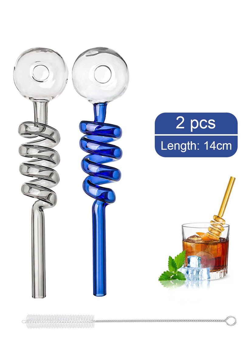 2pcs Premium Heat Resistant Glass Straw High Borosilicate Materia for Long lasting Use(Random Color) - Image 1