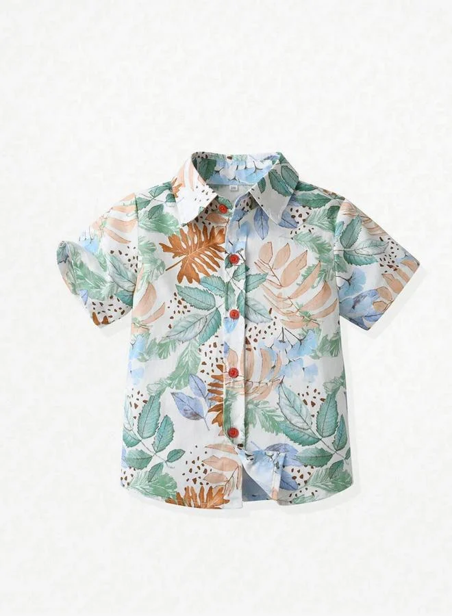 تايك تو بلوزة بأكمام قصيرة وطبعة زهور كاملة