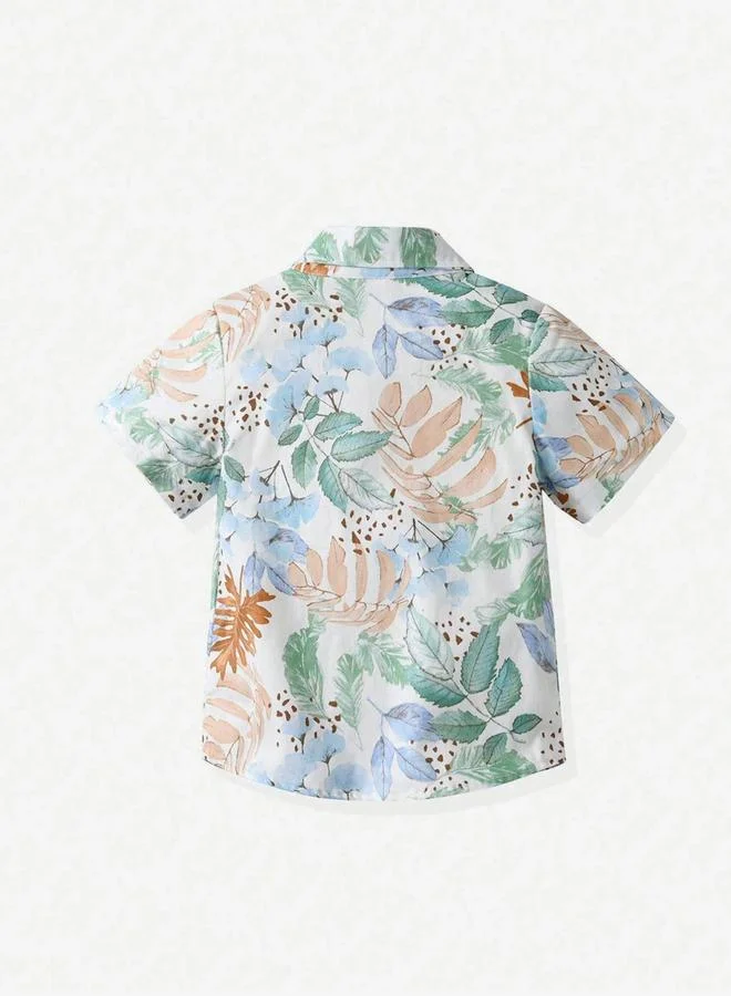 تايك تو بلوزة بأكمام قصيرة وطبعة زهور كاملة