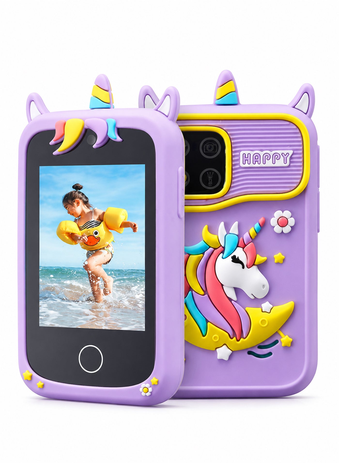 Kids Smart Phone for Girls, Dual Camera Unicorn Kids Phone Toy with Games, Music Player, Toddler Cell Phone Kids Learning Play Toy for 3-12 Years Old Boys Girls, Christmas Birthday With 8G Card (Purple)