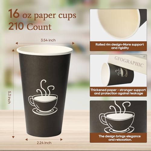 TV TOPVALUE 16 oz Paper Coffee cups 210 Count Disposable Drinking Cups for Parties Office Use and Everyday Needs - Image 3