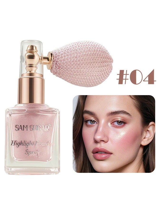 SAM SUGAR Highlight Powder Spray | Glow Shimmer Spray, Shimmer Body Oil Liquid Easy To Push Away Natural Moisture Glitter Face Brightening Glow Pearl Highlighter Illuminator Shine Contouring Makeup For Face And Body(#04Pink) - Image 1