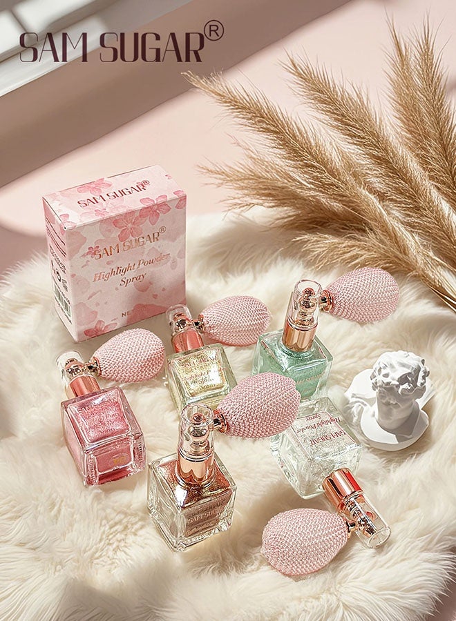 SAM SUGAR Highlight Powder Spray | Glow Shimmer Spray, Shimmer Body Oil Liquid Easy To Push Away Natural Moisture Glitter Face Brightening Glow Pearl Highlighter Illuminator Shine Contouring Makeup For Face And Body(#04Pink) - Image 5