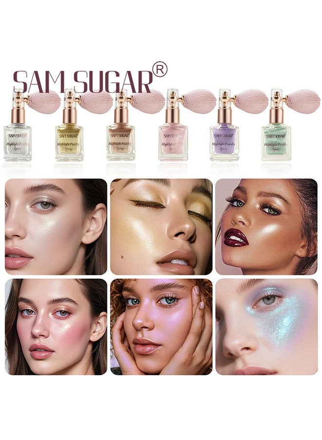 SAM SUGAR Highlight Powder Spray | Glow Shimmer Spray, Shimmer Body Oil Liquid Easy To Push Away Natural Moisture Glitter Face Brightening Glow Pearl Highlighter Illuminator Shine Contouring Makeup For Face And Body(#04Pink) - Image 4