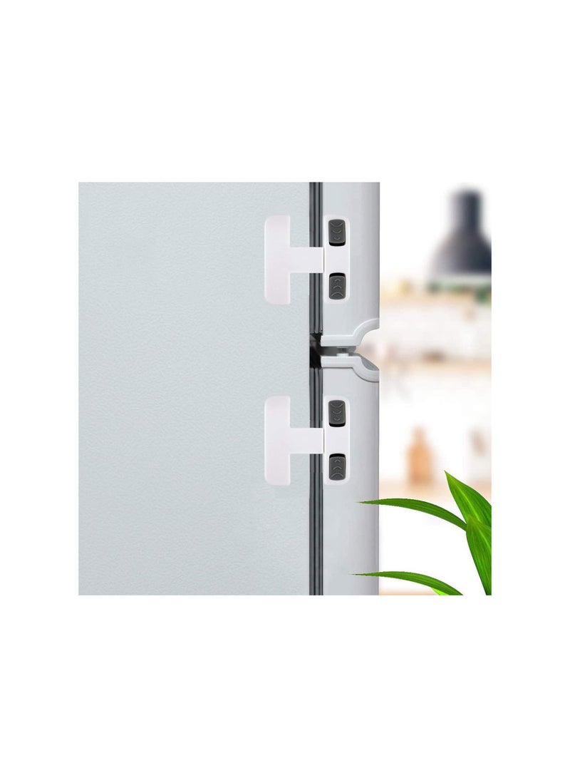 Fridge Freezer Door Lock, 2 Pack Toddler Kids Child Fridge Locks, Baby Safety Child Lock, Easy to Install and No Tools Need or Drill, for Most Fridges or Cabinet (with 4 Extra Adhesive) - Image 1