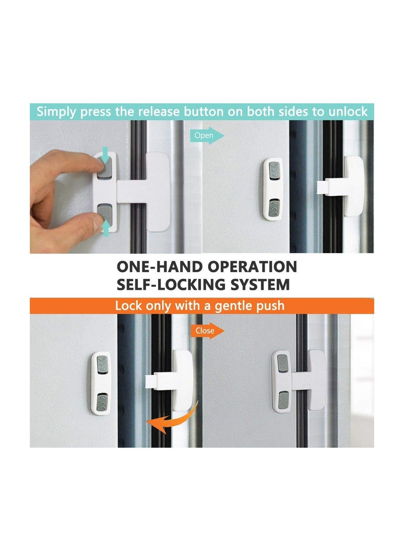 Fridge Freezer Door Lock, 2 Pack Toddler Kids Child Fridge Locks, Baby Safety Child Lock, Easy to Install and No Tools Need or Drill, for Most Fridges or Cabinet (with 4 Extra Adhesive) - Image 5