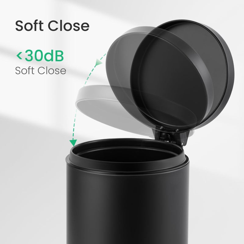 Cesun 1.2 Gallons Small Black Trash Can, Bathroom Garbage Can with Lid and Foot Pedal, Mini Round Wastebasket for Bathroom, Bedroom, Office, 4.5 Liters / 1.2 Gallons, Matte Black - Image 5